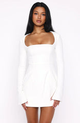 Living For Love Long Sleeve Mini Dress Off White