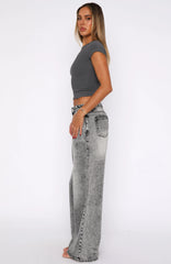 Maeve Low Rise Wide Leg Jeans Grey Acid