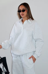 Chill Moves Oversized Henley Sweater Grey Marle