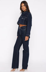Something To Prove High Rise Straight Leg Jeans Dark Indigo