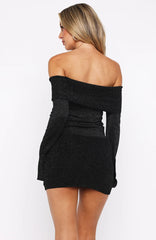 Lady Boss Knit Mini Dress Black