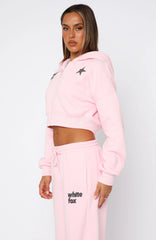 From The Archives Charli Cropped Zip Front Hoodie Pink