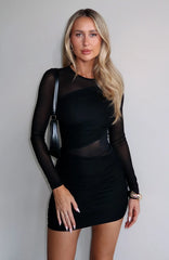Like It Like That Long Sleeve Mini Dress Black
