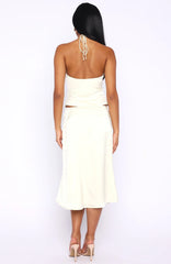 Palm Breeze Midi Skirt Cream