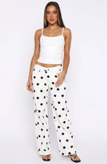 Bring The Style Low Rise Wide Leg Jeans Polka Dot