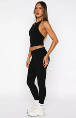 Push Me Foldover Leggings Black