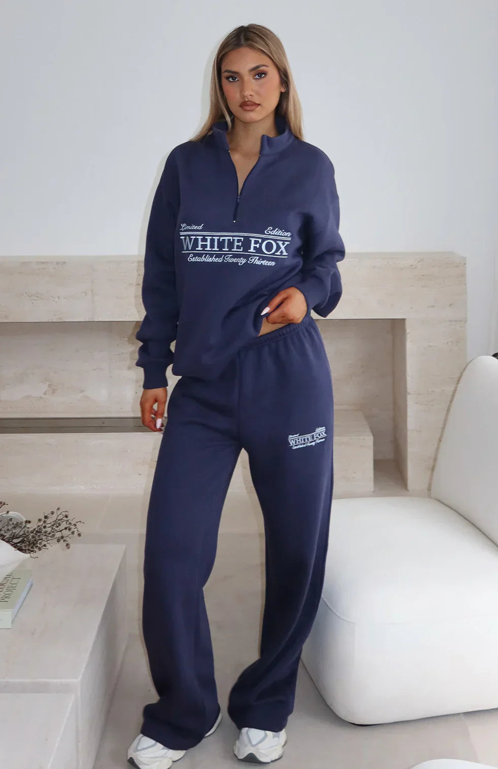 Standing My Ground Wide Leg Sweatpants Navy