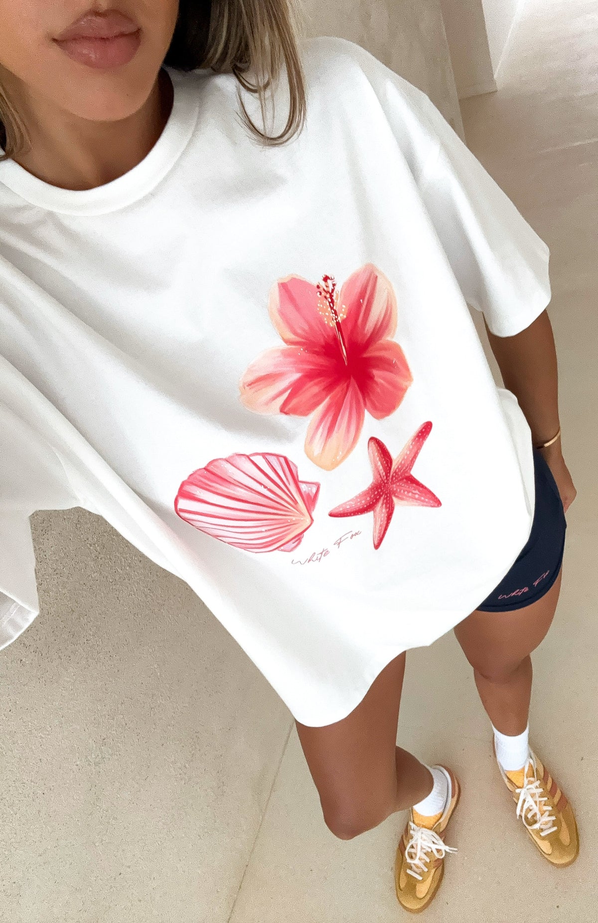 Treasured Memories Oversized Tee White