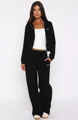 Comfy And Cute Wide Leg Sweatpants Black