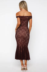 Defied The Odds Off Shoulder Lace Maxi Dress Wine