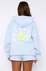 Keep Blooming Oversized Hoodie Blue