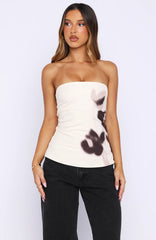 Lagoon Luxe Strapless Top Ink Flora