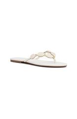 Kira Beaded Thong Sandals White