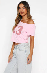 Whenever You're Ready Off Shoulder Relaxed Tee Pink