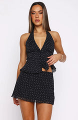Busy Getting Money Mini Skirt Black Polka Dot