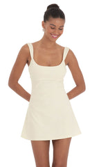 Wide Strap Flare Dress in Ivory