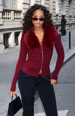 All Bundled Up Knit Cardigan Burgundy