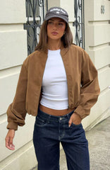 What Did I Miss Faux Suede Jacket Caramel