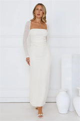 Hot Girl Habits Long Sleeve Maxi Dress Beige