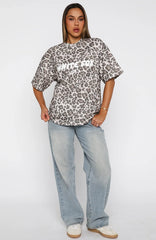 Offstage Printed Oversized Tee Leopard