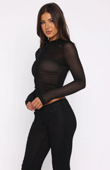 On My Own Wave Long Sleeve Top Black