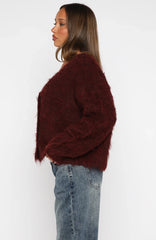 Cozy Vibes Knit Cardigan Bordeaux