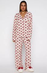 Pillow Talk Printed Long Sleeve Pyjama Set Bow Bliss