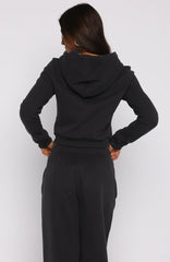 Comfy And Cute Slim Zip Front Hoodie Charcoal