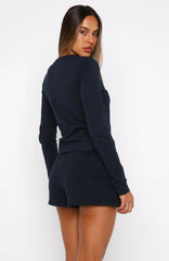 Daydreamers Madeline Long Sleeve Baby Tee Navy