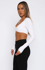 Sync Long Sleeve Crop White