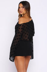 Deep Dreamer Long Sleeve Top Black Polka Dot
