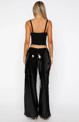 Caught Up In It Sequin Pants Black
