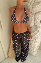 Croatian Coast Pants Choc/Cream Polka Dot