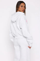 From The Archives Kenzie Boxy Zip Front Hoodie Grey Marle