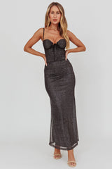 Fortune Bust Tie Maxi Dress Sparkle Black