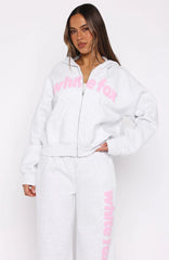 From The Archives Kenzie Boxy Zip Front Hoodie Grey Marle