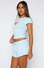 You Left Me Shorts Baby Blue