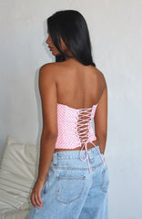 Let It Go Strapless Bustier Pink Polka Dot
