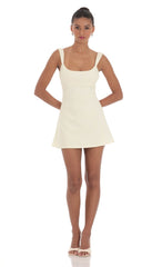 Wide Strap Flare Dress in Ivory
