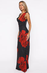 That's Amore Maxi Dress Black Scarlet Bloom