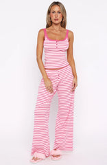 Snooze Button Pyjama Pants Pink Stripe