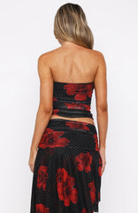 Save My Love Strapless Top Black Scarlet Bloom