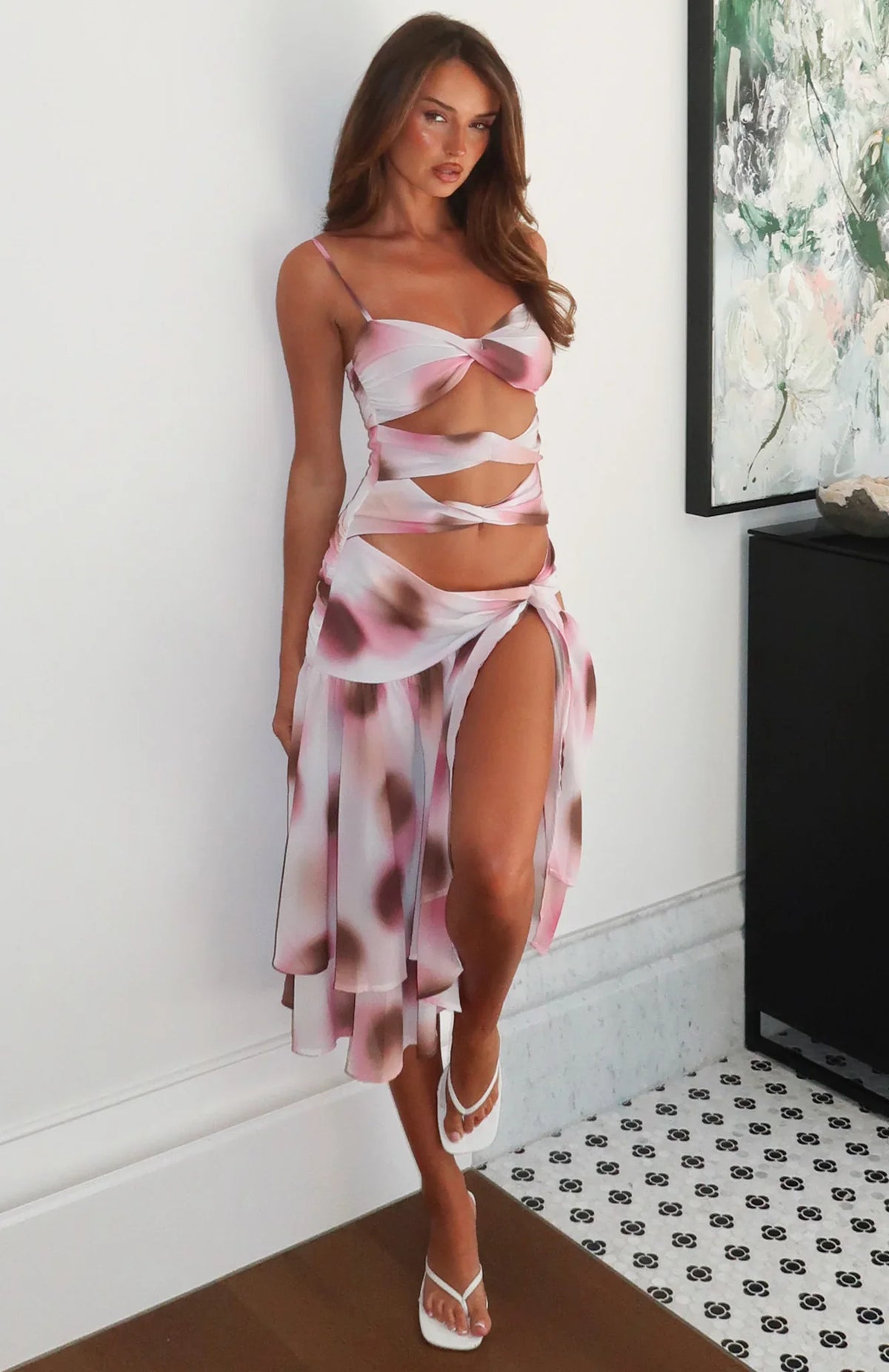 Dancing In Greece Midi Dress Neopolitana Sundae