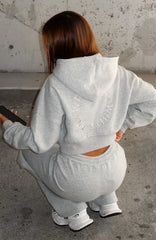 Stay Lifted Cropped Hoodie Dark Grey Marle
