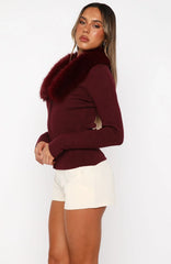 All Bundled Up Knit Cardigan Burgundy
