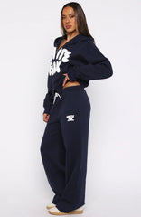 Club 14 Allie Wide Leg Sweatpants Navy