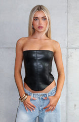 Wipe My Mind Strapless PU Bustier Black