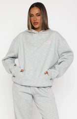 Love Me Tender Oversized Hoodie Dark Grey Marle