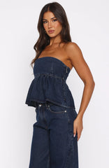 Dedicated To Growth Denim Top Dark Blue