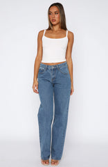 Zara Mid Rise Straight Leg Jeans Admiral Blue